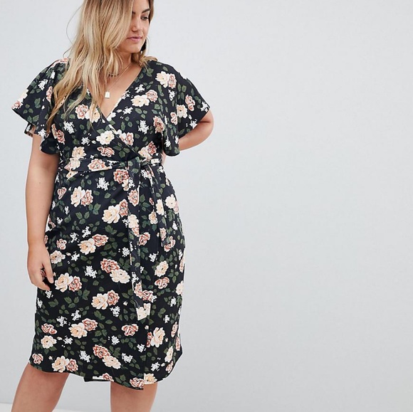ASOS Curve Dresses & Skirts - Boohoo Plus Floral Wrap Dress